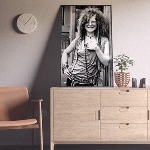 Janis Joplin Black and White Portrait, Vintage Music Poster (digital ...