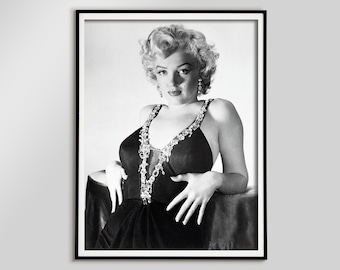 Póster de moda vintage de Marilyn Monroe: arte mural de celebridades de Hollywood: fotografía retro en blanco y negro