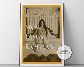 Cher Poster, Mom I am a Rich Man Print, Feminist Wall Art, Music Studio Decor, Cher Print, Teen Girl Room Decor, Music Poster, Canvas, Gift