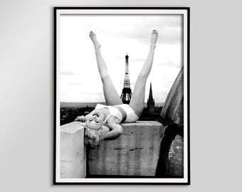 Eiffel Tower Print, Woman Legs, Paris Photography, Coquette Room (Digital Download)