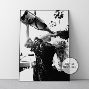 Feminist Print, Women Drinking Poster, Teen Girl Room Decor, Funny Prints, Black and White, Vintage Poster, Bar Decor, Alcohol Wall Art