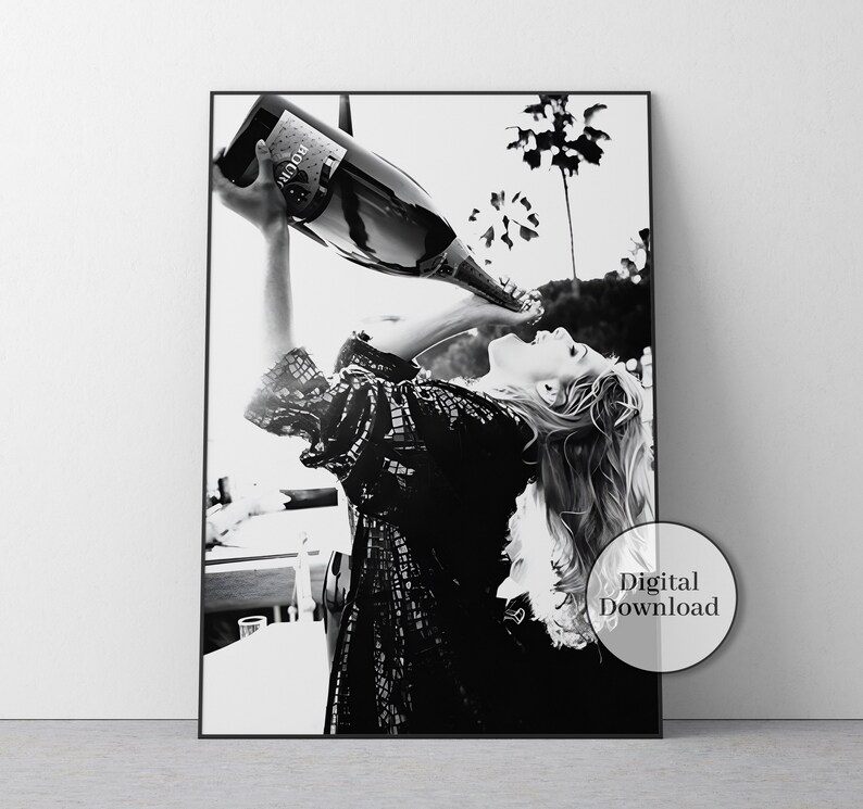 Feminist Print, Women Drinking Poster, Teen Girl Room Decor, Funny Prints, Black and White, Vintage Poster, Bar Decor, Alcohol Wall Art