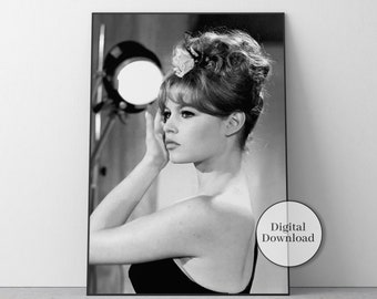 Brigitte Bardot in Studio Poster, Black and White, Fashion Photography, Vintage Wall Art, Brigitte Bardot Photo Print, Old Hollywood Decor