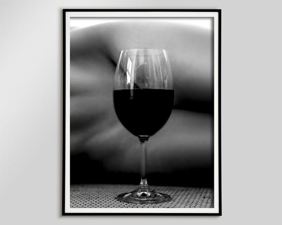 Red Wine Art Print, Black and White, Vintage Bar Decor, Feminist Poster, Wine Wall Art, Fine Art Print, Digital Download, Bar Cart Wall Art