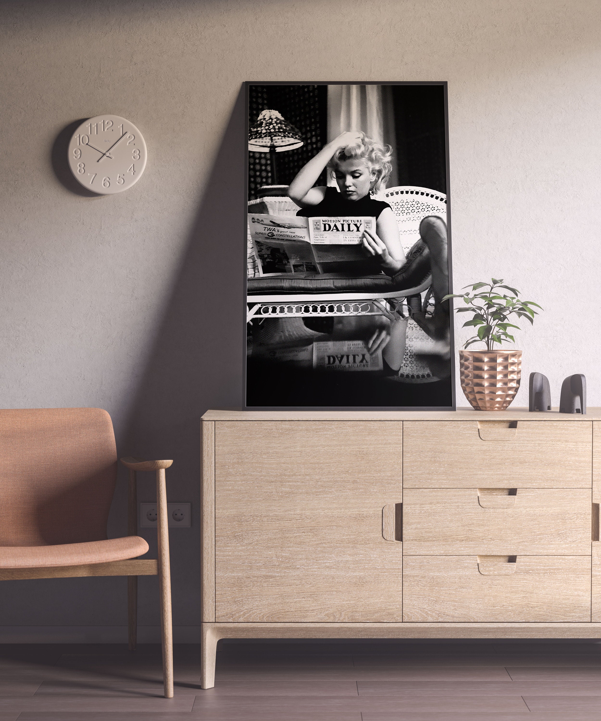 Marilyn Monroe Reading Newspaper Poster Vintage Wall Art Etsy UK