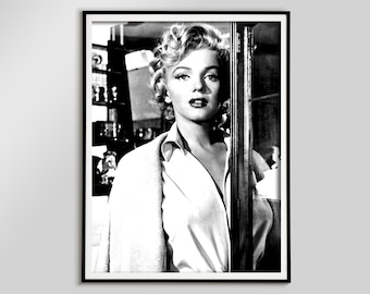 Marilyn Monroe Poster, 1950, Black and White, Fashion Print, Old Hollywood Decor, Marilyn Monroe Print, Retro Wall Art, Vintage Movie Poster