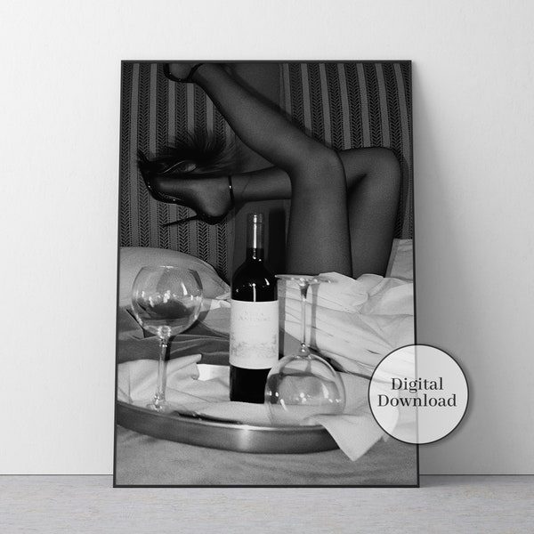 Sensual Legs Martini Poster, High Heels Print, Black and White, Bar Cart Wall Art, Feminist Art Print, Cocktail Wall Art, Digital Download