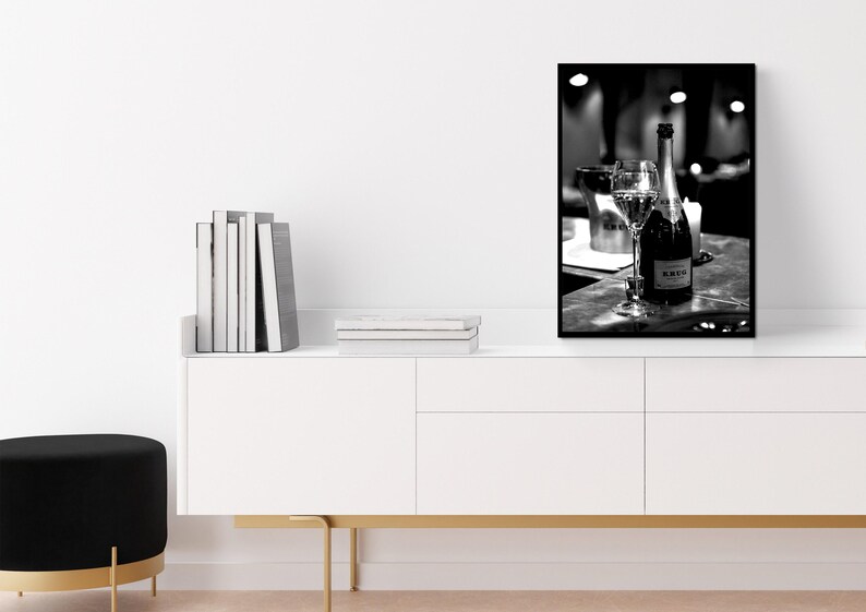 champagne poster,  bar poster, black and white, bar cart print, alcohol wall art, digital download, home bar decor, champagne wall art, champagne print, alcohol prints, vintage bar poster, bar wall art, cocktail wall art