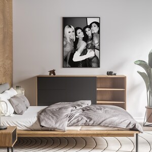 khloe kardashian, kourtney kardashian, kendall jenner, poster, print, black and white, fashion print, glam room decor, glam wall art, vanity decor, fashion poster, teen girl room decor, beauty room decor