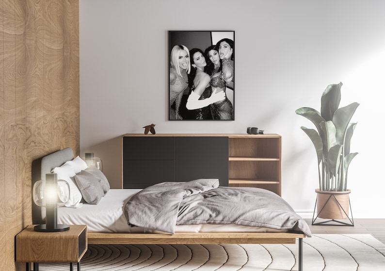 khloe kardashian, kourtney kardashian, kendall jenner, poster, print, black and white, fashion print, glam room decor, glam wall art, vanity decor, fashion poster, teen girl room decor, beauty room decor