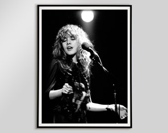 Young Stevie Nicks in Concert Poster, Black and White, Vintage Print, Music Wall Art, Stevie Nicks Photo Print, Home Decor, Digital Download