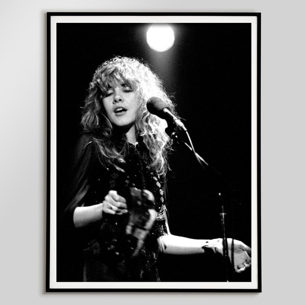 Young Stevie Nicks in Concert Poster, Black and White, Vintage Print, Music Wall Art, Stevie Nicks Photo Print, Home Decor, Digital Download