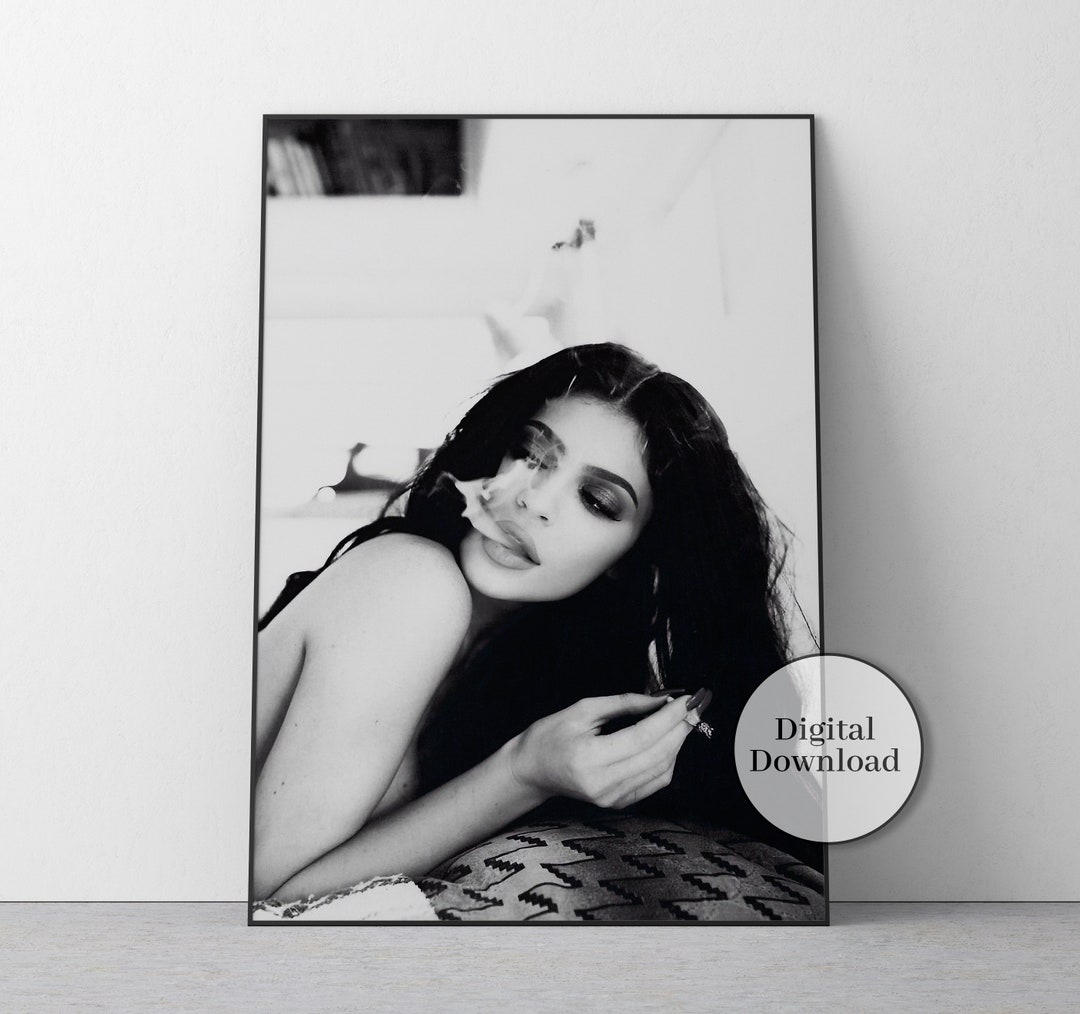 Kylie Jenner Smoking Poster, Black and White, Feminist Print, Vintage