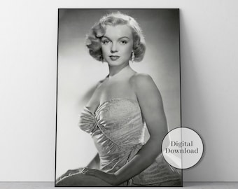 Cartel de moda vintage, blanco y negro, cartel de Marilyn Monroe, decoración de Hollywood antiguo, impresión de Marilyn Monroe, impresión de arte feminista, decoración del hogar