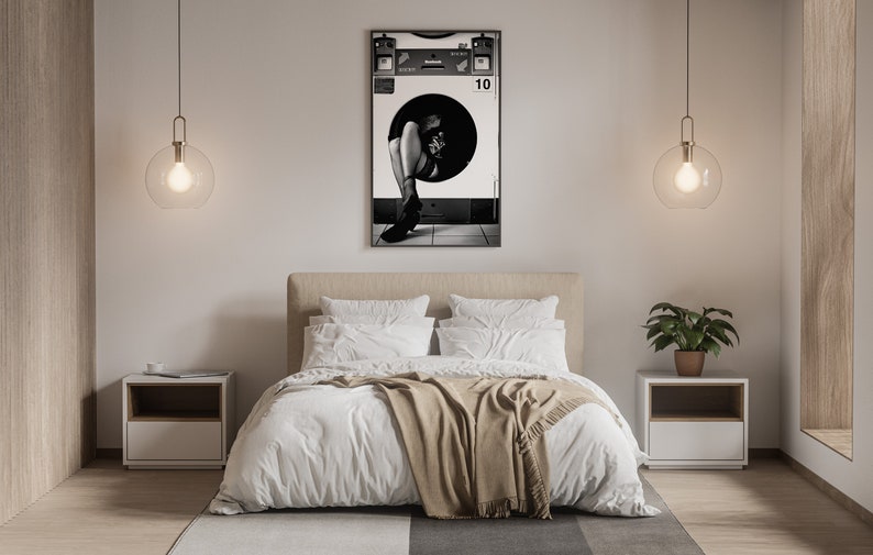 woman drinking print, woman drinking wine, washing machine, black and white, feminist poster, funny wall art, vintage laundry, laundry poster, laundry print, laundry, printable, room decor, laundry room sign