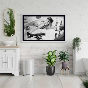 Brigitte Bardot In The Bath Poster, Vintage Black and White Photography, Bathroom Wall Decor, Brigitte Bardot Print, Feminist Wall Art