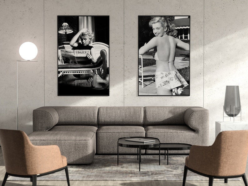 Marilyn Monroe Reading Newspaper Poster, Vintage Wall Art, Marilyn Monroe Print, Fashion Wall Art, Feminist Wall Decor, Digital Art Prints