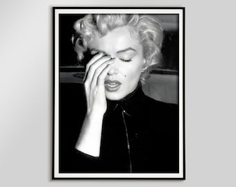 Marilyn Monroe Crying, Black and White Photography Art (Digital Download)