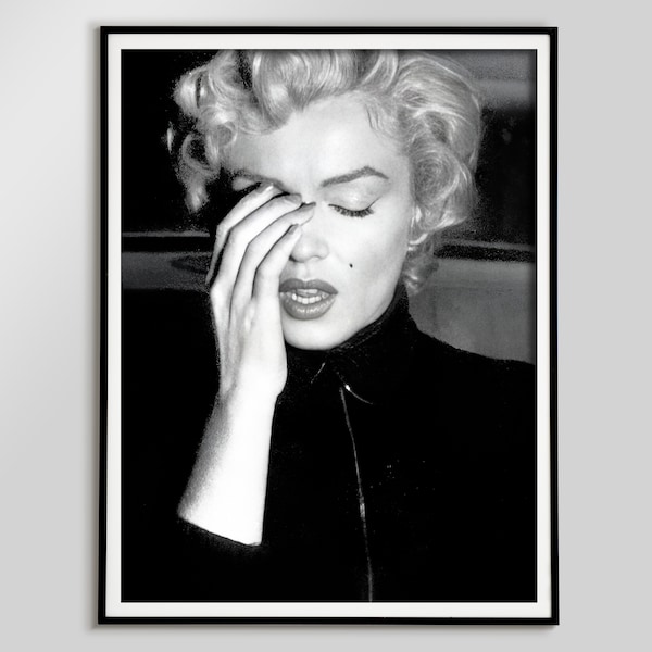 Affiche Marilyn Monroe qui pleure, maison, cadeau d'art, mode noir et blanc, photographie d'art rétro, image de qualité supérieure, décoration d'intérieur, impressions