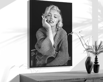 Marilyn Monroe Black and White Art Print, Wall Art, Digital Download, Printable Marilyn Monroe Poster, Canvas Art, Feminist Wall Decor