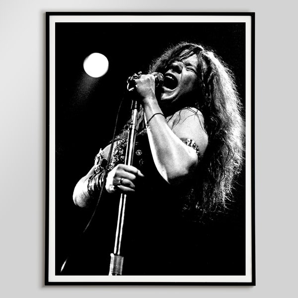 Janis Joplin Concert Poster, Black and White, Vintage Photo Print, Country Music, Janis Joplin Print, Music Wall Art, Digital Download