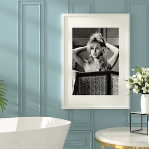 Brigitte Bardot Print, Black and White, Vintage Wall Art, Fashion Photography, Old Hollywood Decor, Teen Girl Bedroom Print, Glam Wall Art