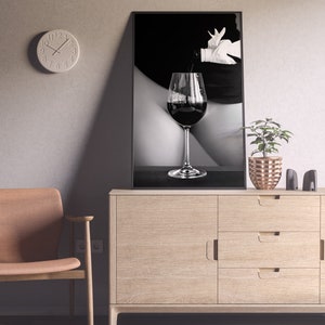 Vintage Wine Poster, Black and White, Fine Art Print, Wine Wall Art, Digital Download, Cocktail Wall Art, Bar Cart Print, Digital Download