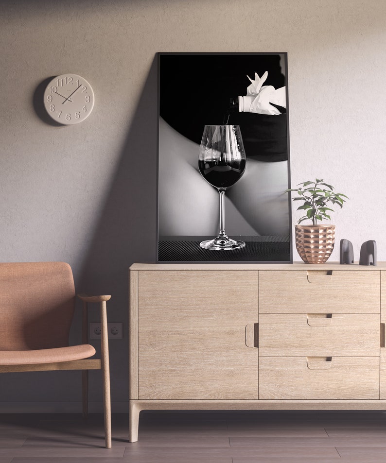 Vintage Wine Poster, Black and White, Fine Art Print, Wine Wall Art, Digital Download, Cocktail Wall Art, Bar Cart Print, Digital Download