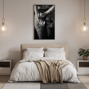 romance print, bar print, black and white, woman drinking wine, wine poster, sexy wall art, bar cart print, teen girl room decor, romantic couple, romantic wall art, bar cart wall art, bar wall art, sexy bar decor
