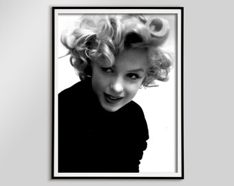 Marilyn Monroe Print, Black and White Photography, Vintage Movie Poster, Old Hollywood Decor, Printable Wall Art, Digital Download