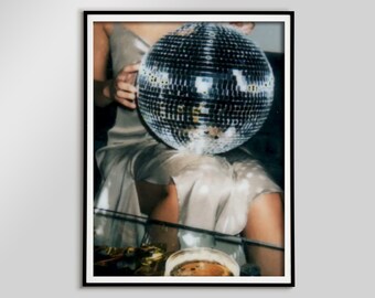 Bachelorette Disco Ball Print, Retro Wall Art (Digital Download)