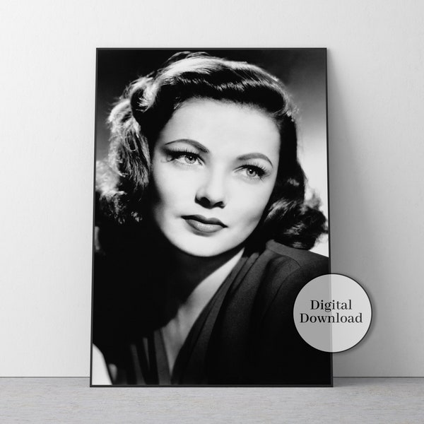 affiche de film vintage, impression Gene Tierney, vieille décoration hollywoodienne, noir et blanc, photo vintage, photographie de mode, film classique, art mural