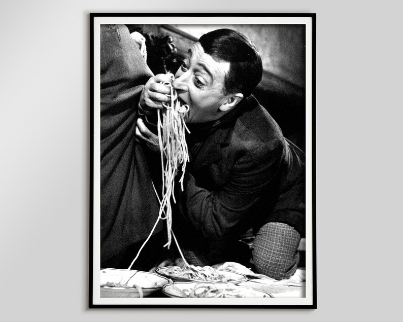 spaghetti poster, black and white, vintage poster, pasta print, antique photo, kitchen wall art, restaurant decor, digital download, spaghetti print, pasta poster, italian print, photo print, vintage photo