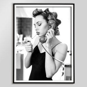 Woman Smoking Cigarette Poster, Black and White, Feminist Print, Teen Girl Room Decor, Girly Wall Art, Kitchen Wall Decor, Digital Download