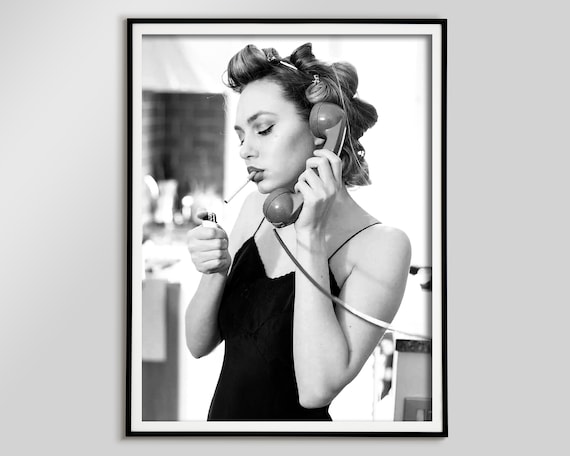 Woman Smoking Poster, Black and White Photo Print, Feminist Wall Art (Digital Download)