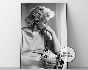 Marilyn Monroe Vintage Poster, Black and White Photo, Old Hollywood Decor, Marilyn Monroe Print, Wall Art, Home Decor, Movie Posters, Canvas