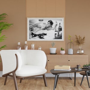 brigitte bardot, poster print, vintage poster, black and white, photography print, bathroom wall decor, bardot print, feminist wall art, sexy poster, bathroom prints, bathroom wall art, fashion prints, vintage home decor