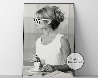 Brigitte Bardot Black and White Fashion Print, Vintage Photography (Digital Download)