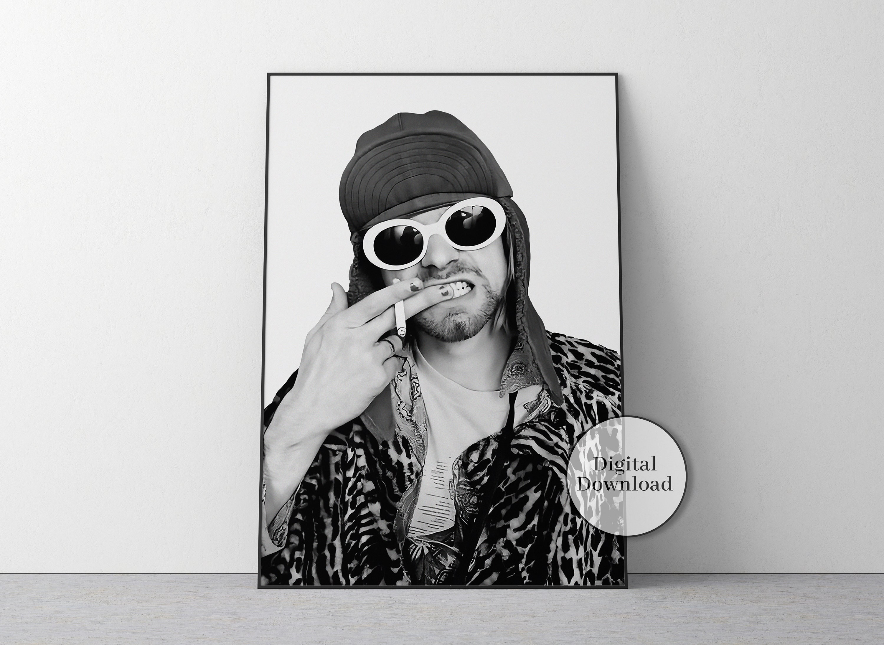 Kurt Cobain Nirvana Poster Black and White Kurt Cobain Print Etsy