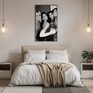 khloe kardashian, kourtney kardashian, kendall jenner, poster, print, black and white, fashion print, glam room decor, glam wall art, vanity decor, fashion poster, teen girl room decor, beauty room decor
