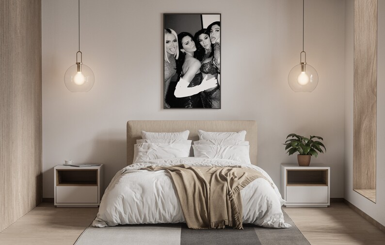 khloe kardashian, kourtney kardashian, kendall jenner, poster, print, black and white, fashion print, glam room decor, glam wall art, vanity decor, fashion poster, teen girl room decor, beauty room decor