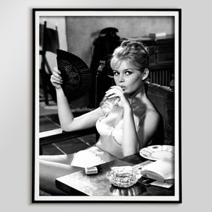 Brigitte Bardot-bikiniposter, zwart-wit, vintage foto, Brigitte Bardot-print, decor Old Hollywood, girly muurkunst, digitale download