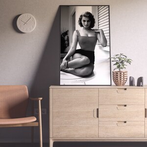 Sophia Loren Poster, Black and White, Photo Print, Vintage Poster, Retro Wall Art, Old Hollywood Decor, Digital Download, Fashion Wall Decor