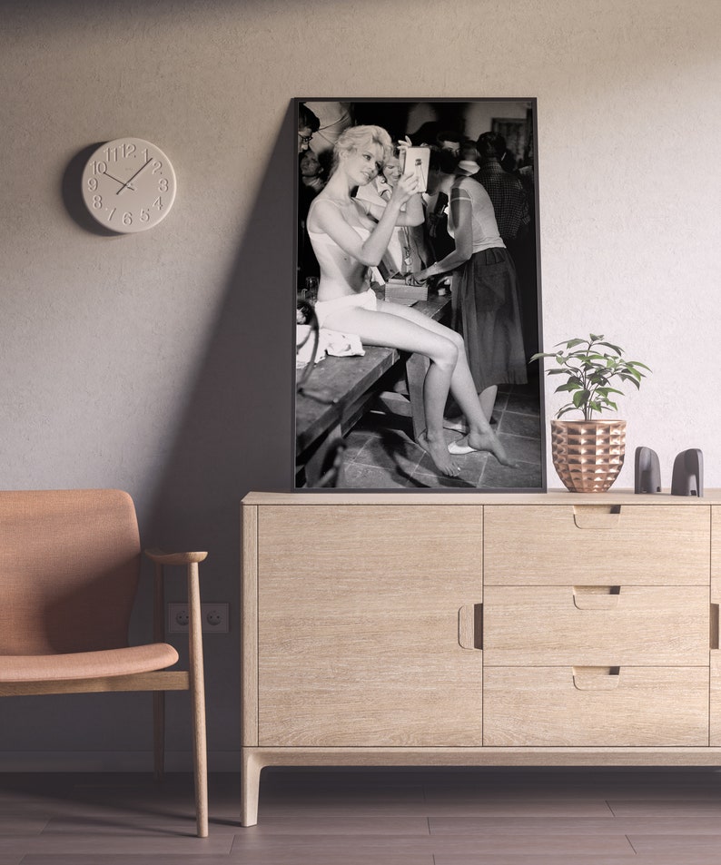 Brigitte Bardot Fashion Photography, Black and White Brigitte Bardot Poster Print, Makeup Room Decor, Vintage Movie Poster, Glam Wall Art