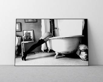Woman in Bathtub Print, Black and White Photo, Feminist Art (Digital Download)