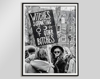 Witches Supporting Bitches Photography Print, Vintage Feminist Poster (Digital Download)