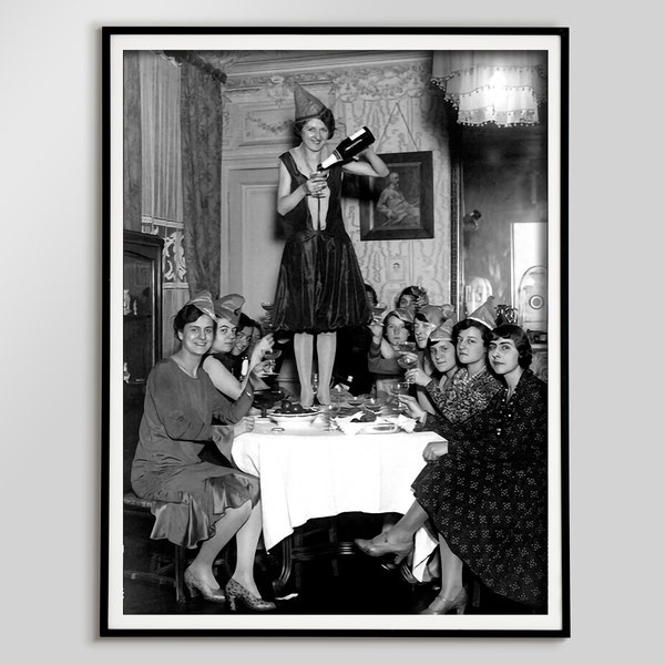 Prohibition Ends, Vintage Photo, Women, Picture, Print, Bar Cart Decor, Speakeasy, Champagne Gift, Wine Gift, Feminism, Bar Decor, She Shed