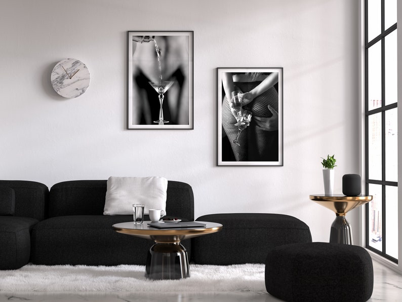 Romance In The Bar Print, Black and White, Woman Drinking Wine Poster, Sexy Wall Art, Bar Cart Print, Teen Girl Room Decor, Romantic Couple