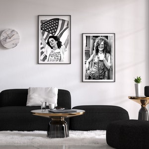 Janis Joplin Black and White Portrait, Vintage Music Poster (digital ...