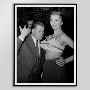 Funny Push Up Bra Print, Black and White Vintage Photography, Weird Poster, Funny Bar Decor, Old Hollywood Photo, Wall Art, Digital Download